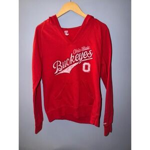 Soffe Ohio State Buckeyes Red V-Neck Hoodie Sweatshirt‎ Womens XL NCAA OSU
